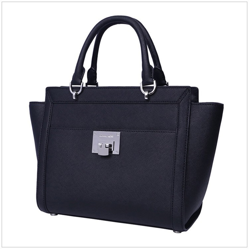 NWT BLACK AND SILVER MICHAEL KORS TINA MD SATCHEL